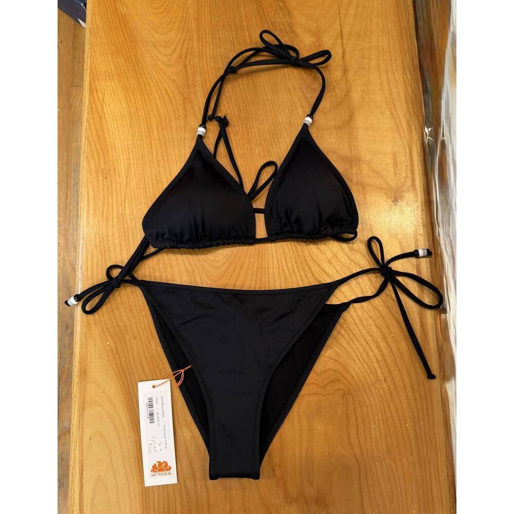 NEW SUNDEK triangle bikini top in black 37